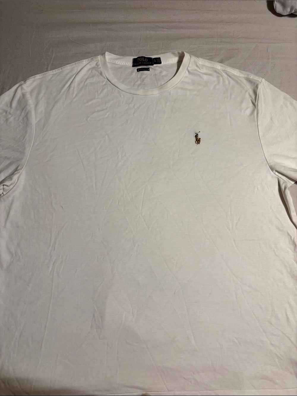 Men’s Polo by Ralph Lauren White Crewneck Tee with Embroidered Pony size XL